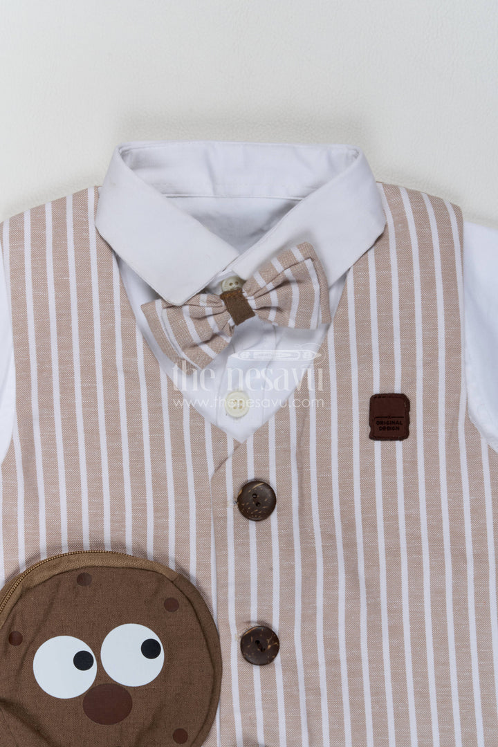 Boys Waistcoat Set for Kids with Striped Detailing in Pink