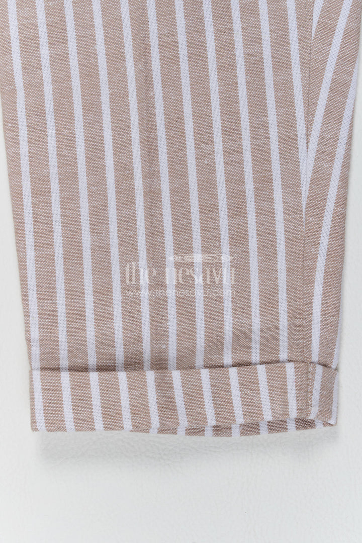 Boys Waistcoat Set for Kids with Striped Detailing in Pink