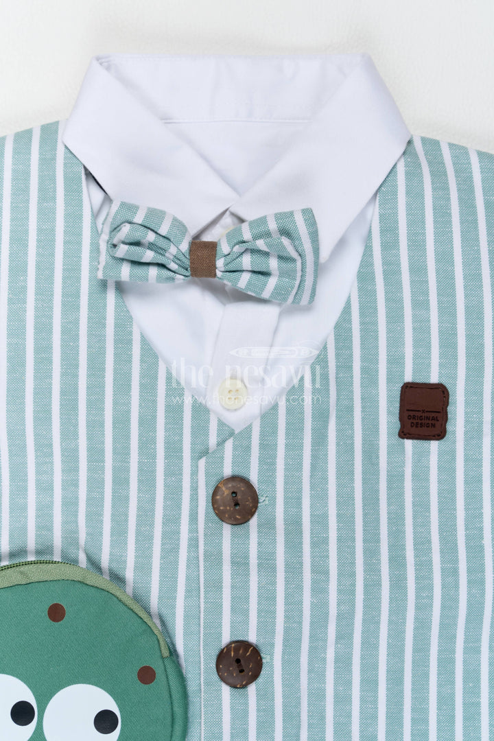 Boys Waistcoat Set with Striped Detailing in Green for Special Occasions