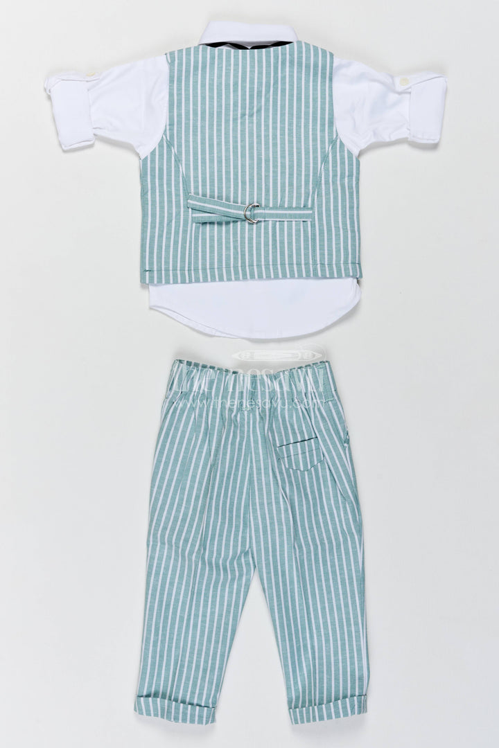 Boys Waistcoat Set with Striped Detailing in Green for Special Occasions