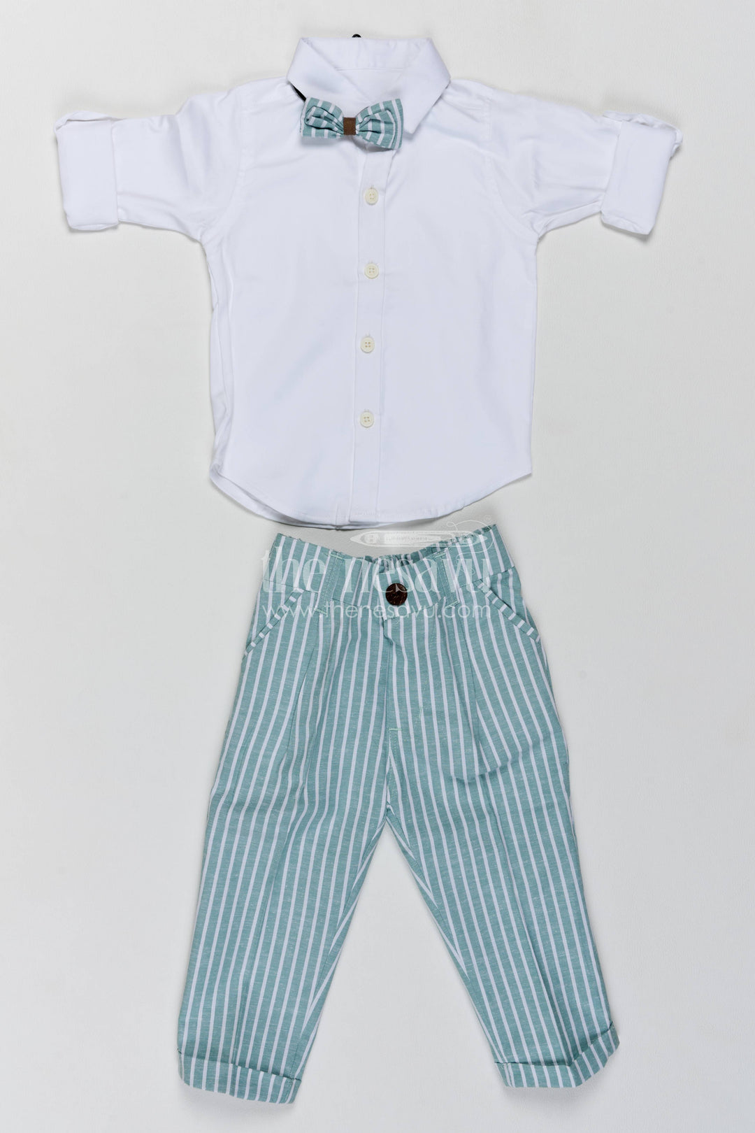 Boys Waistcoat Set with Striped Detailing in Green for Special Occasions