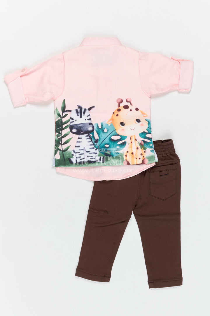 Boys Shirt and Trouser Set for Celebrations with Pink Elephant Detailing