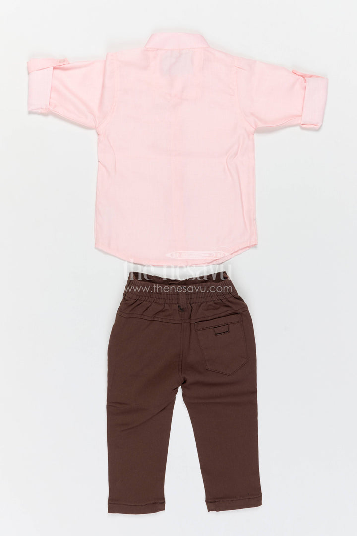 Boys Shirt and Trouser Set for Celebrations with Pink Elephant Detailing