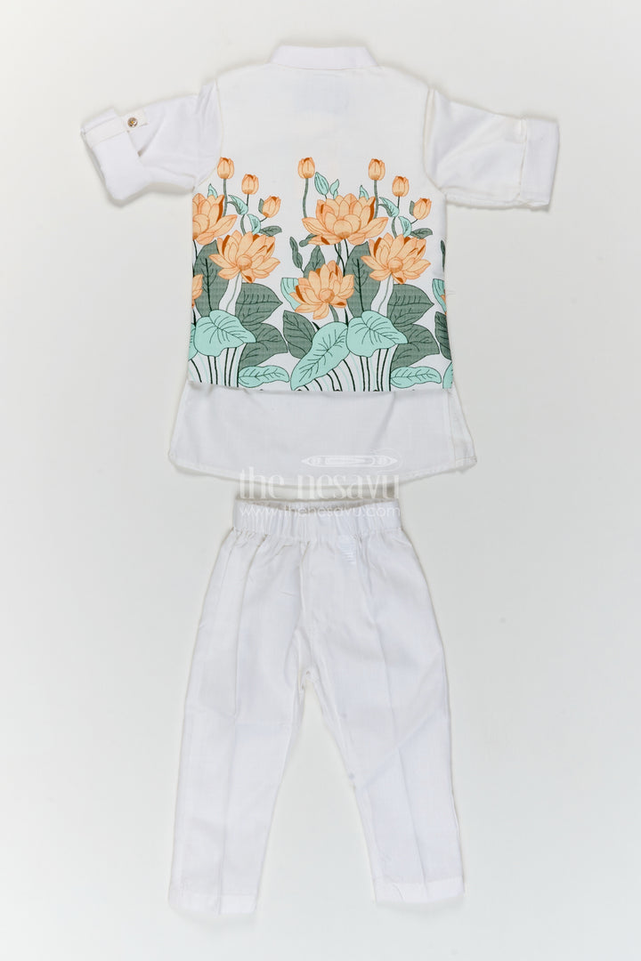 Boys Ethnic Jacket Set in Off White for Ceremony Dressing