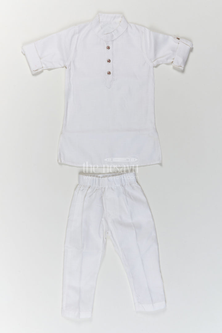 Boys Ethnic Jacket Set in Off White for Ceremony Dressing