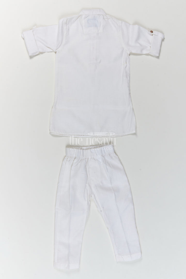 Boys Ethnic Jacket Set in Off White for Ceremony Dressing