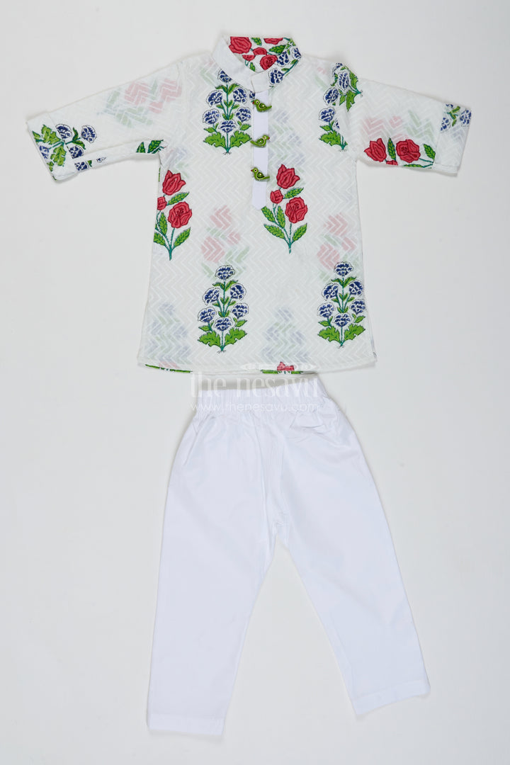 Boys Festive Kurta Set in White for Festive Gatherings