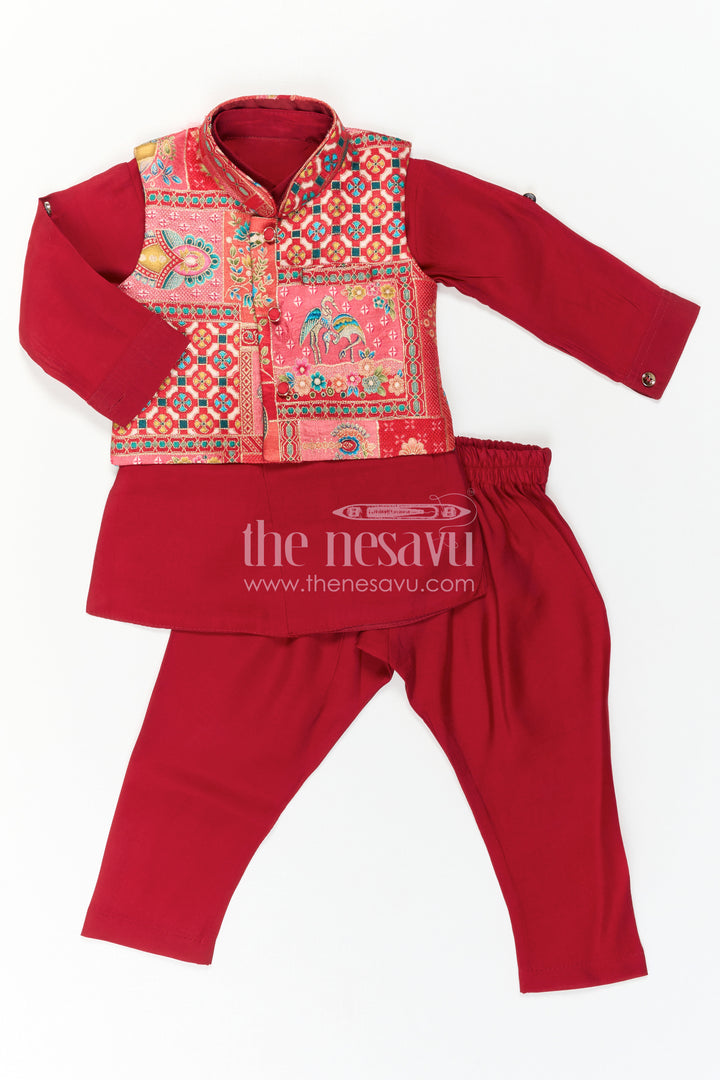 Boys Kurta Jacket Set for Festive Occasions and Family Weddings