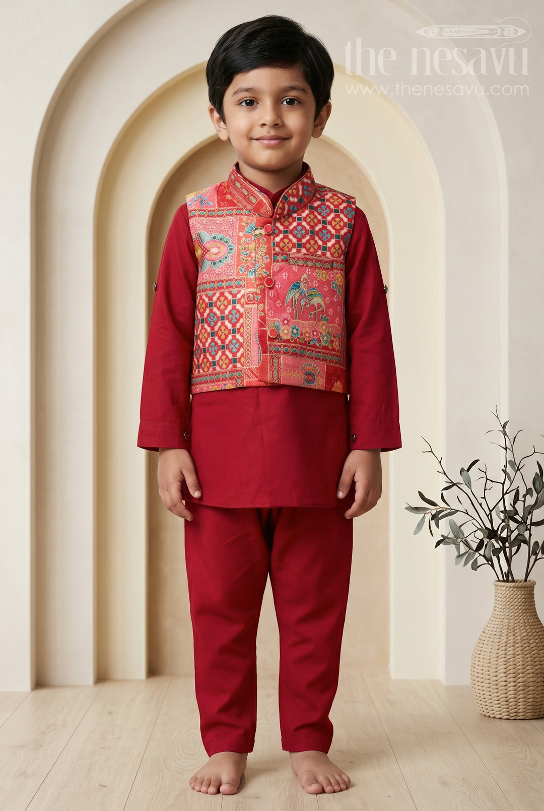 Boys Kurta Jacket Set for Festive Occasions and Family Weddings