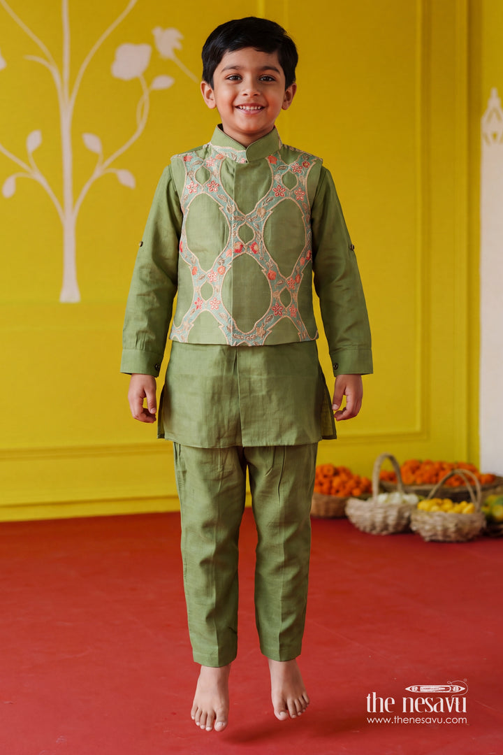 Boys Ethnic Jacket Outfit for Festive Family Functions