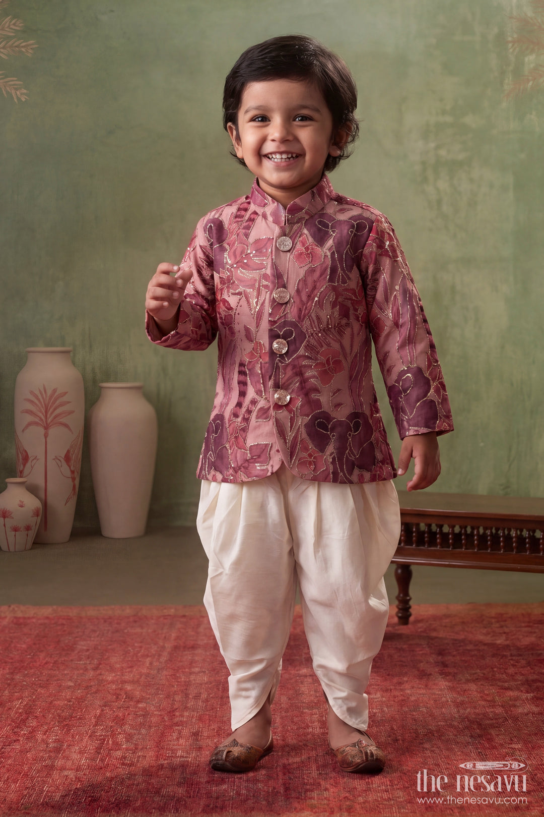 Kids Ready Made Dhoti Set with Sequin Work for Weddings and Parties