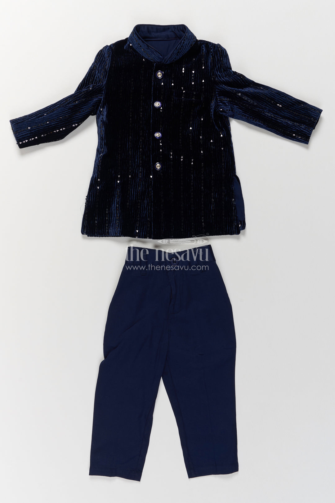 Boys Sherwani Set in Black with Smart Tailoring