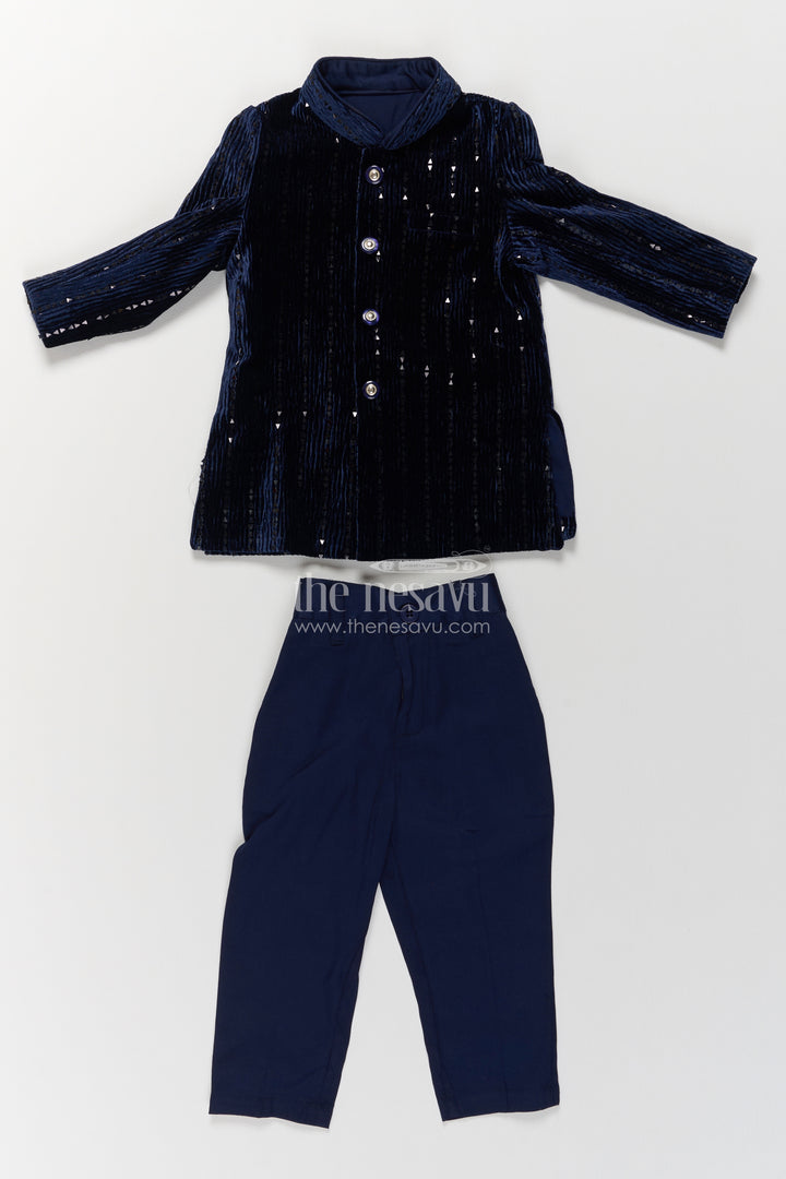 Boys Sherwani Set in Black with Smart Tailoring
