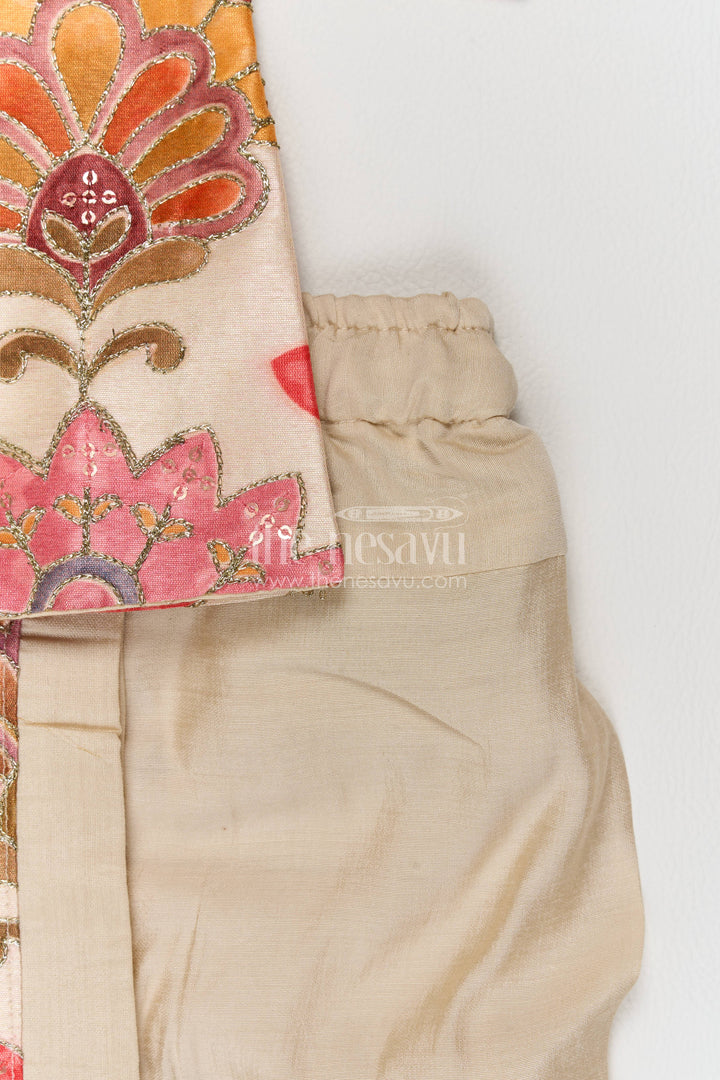 Pattu Pancha Set with Multicolor Floral Detailing for Special Occasions