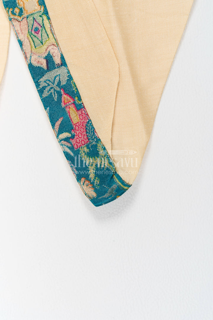 Boys Dhoti Kurta Set with Blue Elephant Detailing for Celebrations
