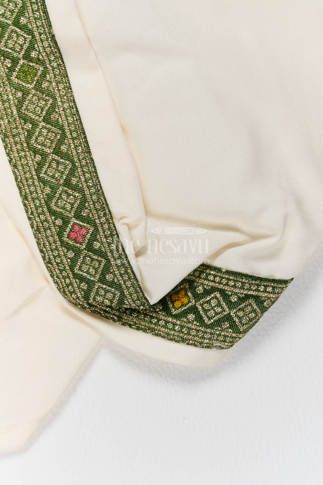 Kids Ready Made Dhoti Set for Celebrations with Green Designer Detailing