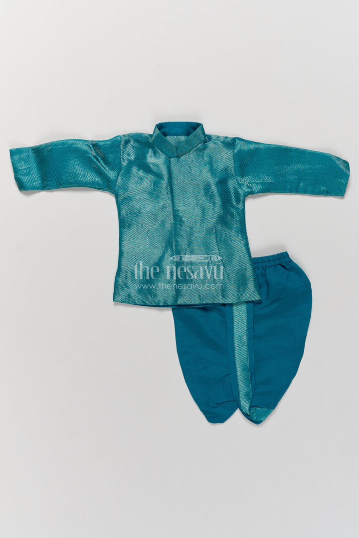 Boys Dhoti Kurta Set with Woven Texture for Family Functions