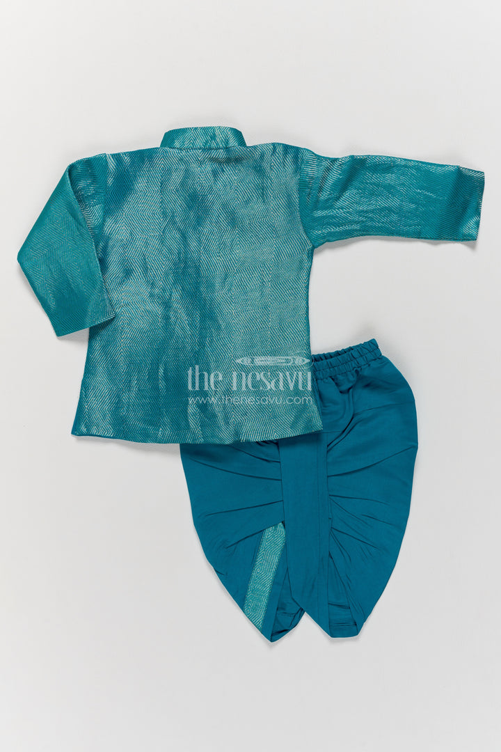 Boys Dhoti Kurta Set with Woven Texture for Family Functions