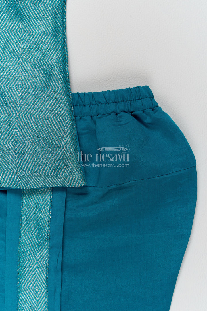 Boys Dhoti Kurta Set with Woven Texture for Family Functions