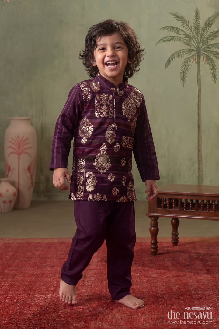 Kurta Pajama for Boys with Woven Texture for Festive Occasions