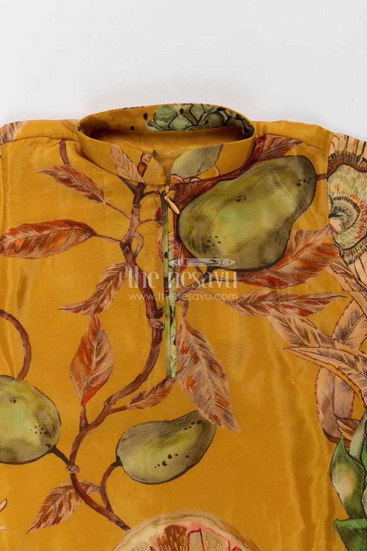 Boys Kurta Pajama Set with Designer Detailing in Yellow