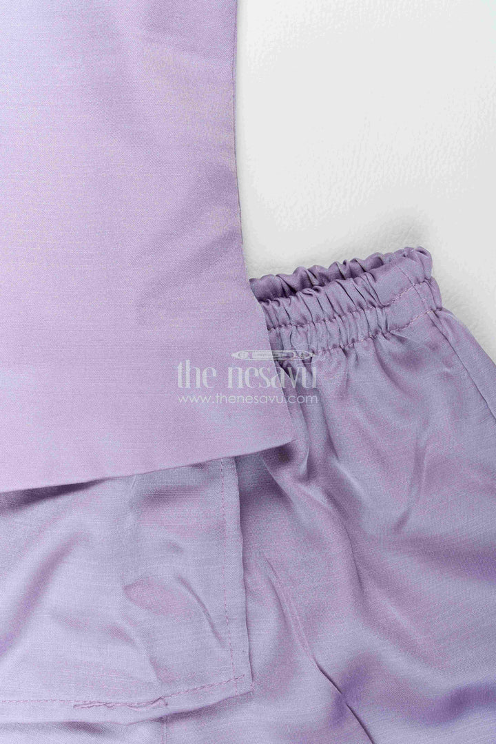 Boys Ethnic Jacket Set with Elephant Detailing in Purple