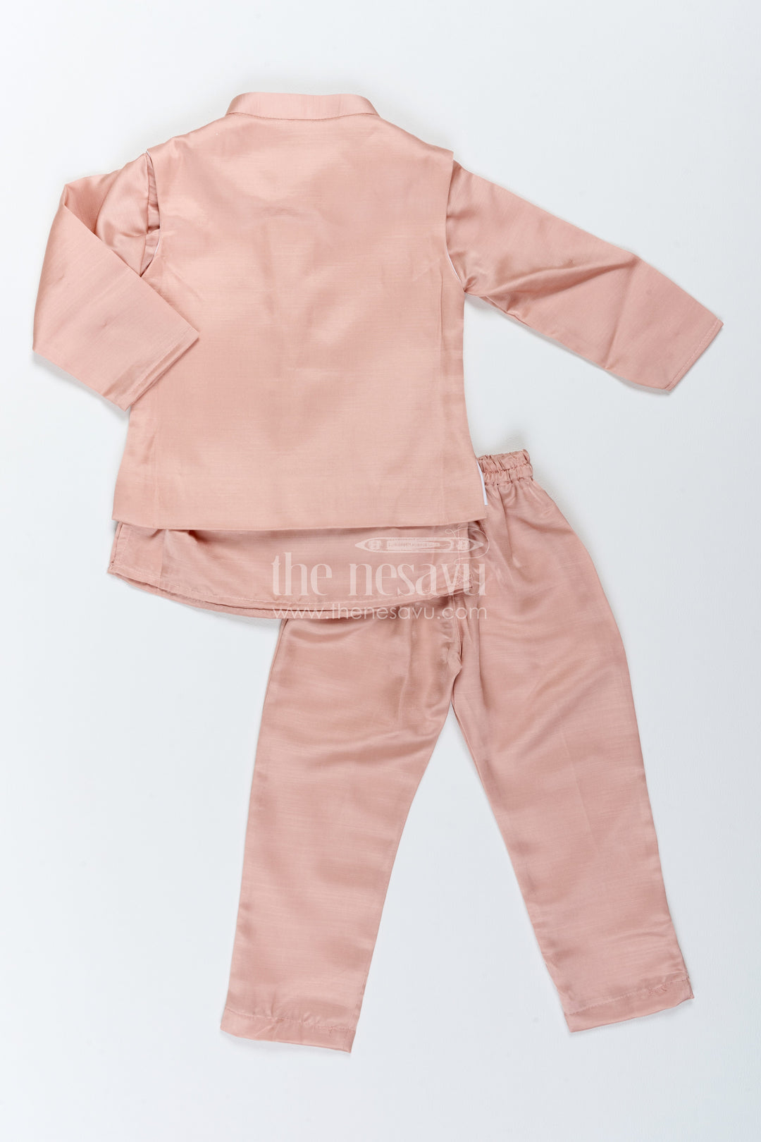 Boys Ethnic Jacket Set for Kids with Elephant Detailing in Peach