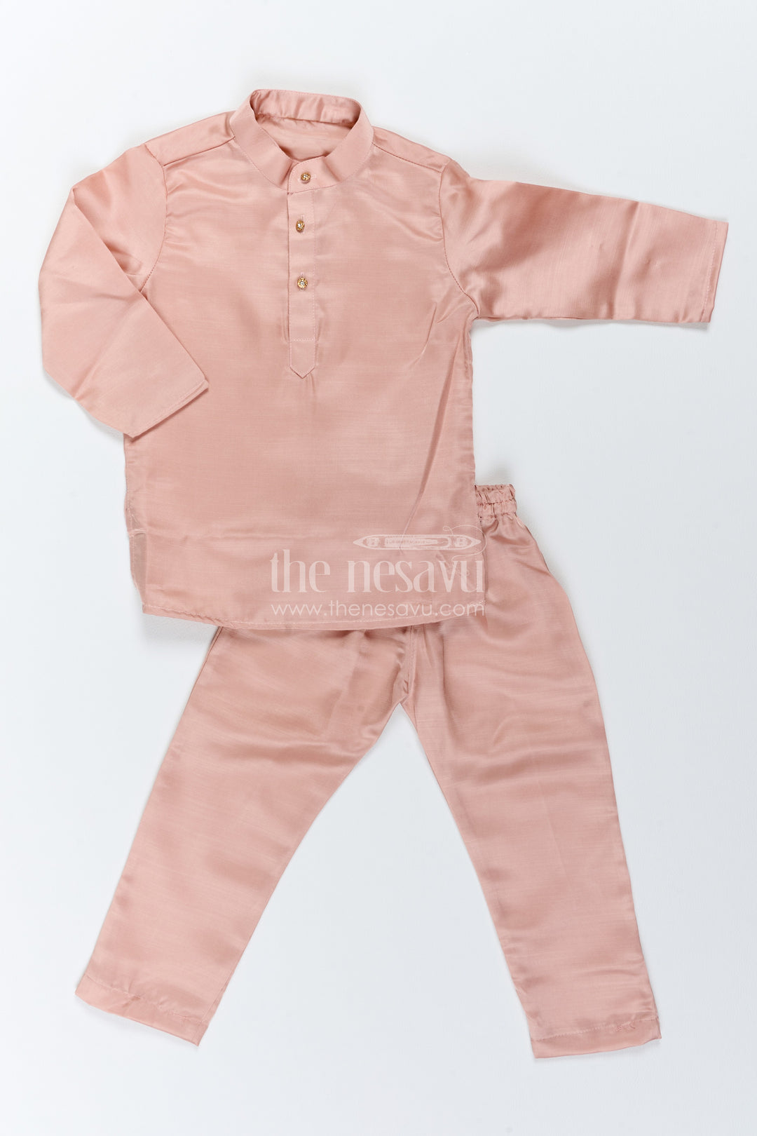 Boys Ethnic Jacket Set for Kids with Elephant Detailing in Peach