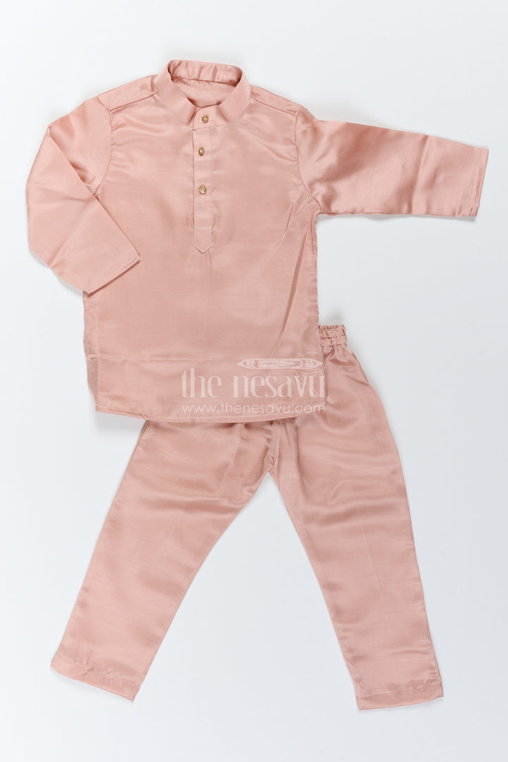 Boys Ethnic Jacket Set for Kids with Elephant Detailing in Peach