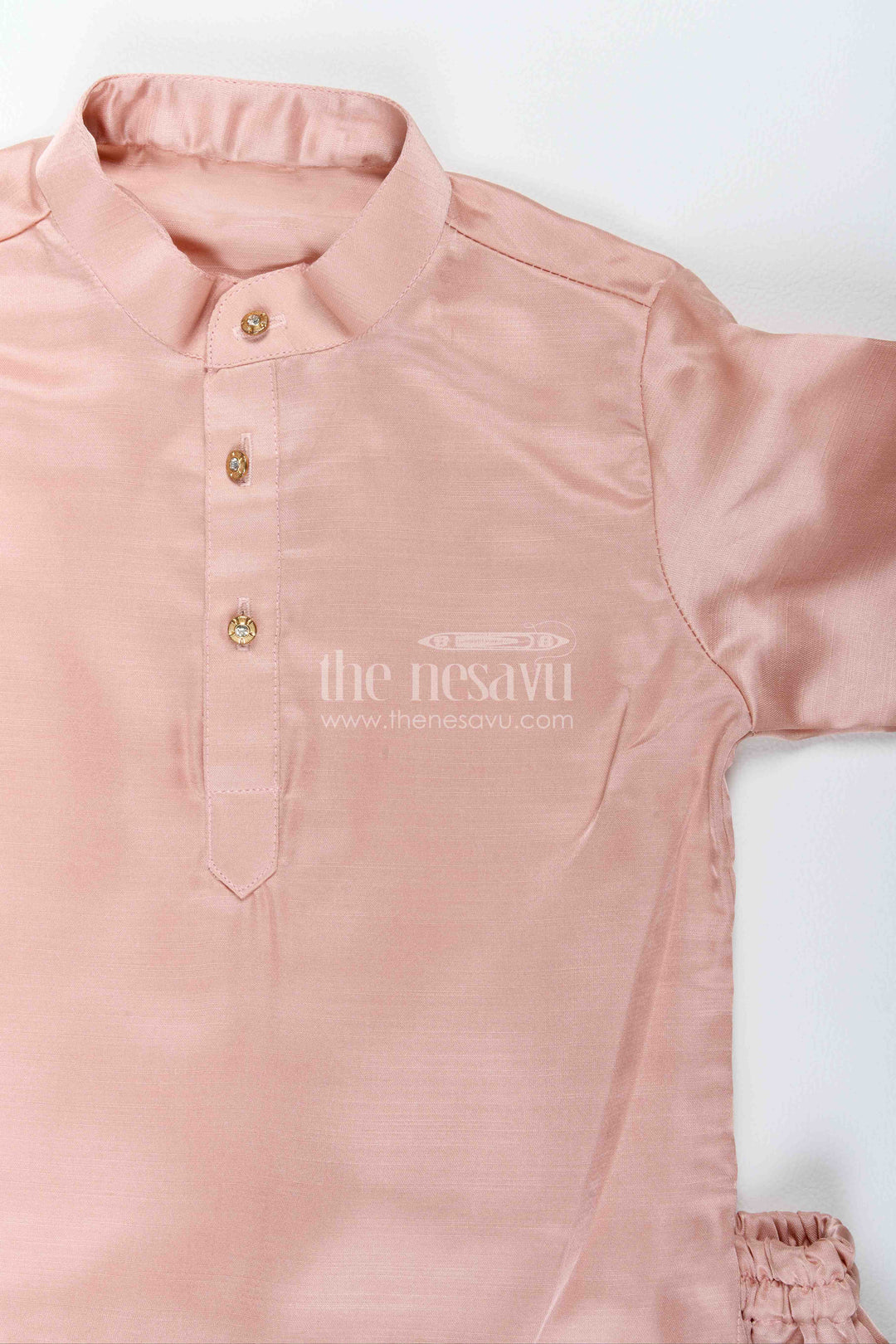 Boys Ethnic Jacket Set for Kids with Elephant Detailing in Peach
