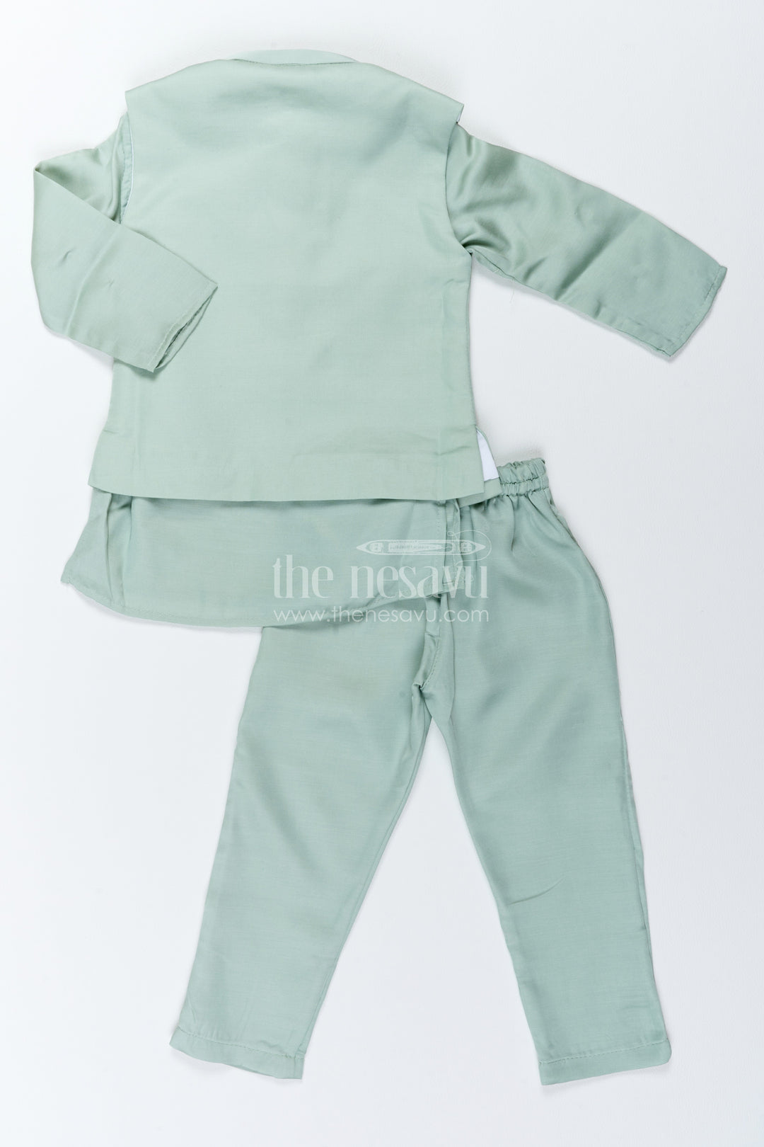Boys Nehru Jacket Set with Teal Elephant Detailing for Celebrations