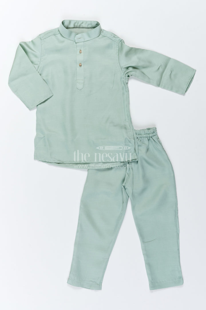 Boys Nehru Jacket Set with Teal Elephant Detailing for Celebrations