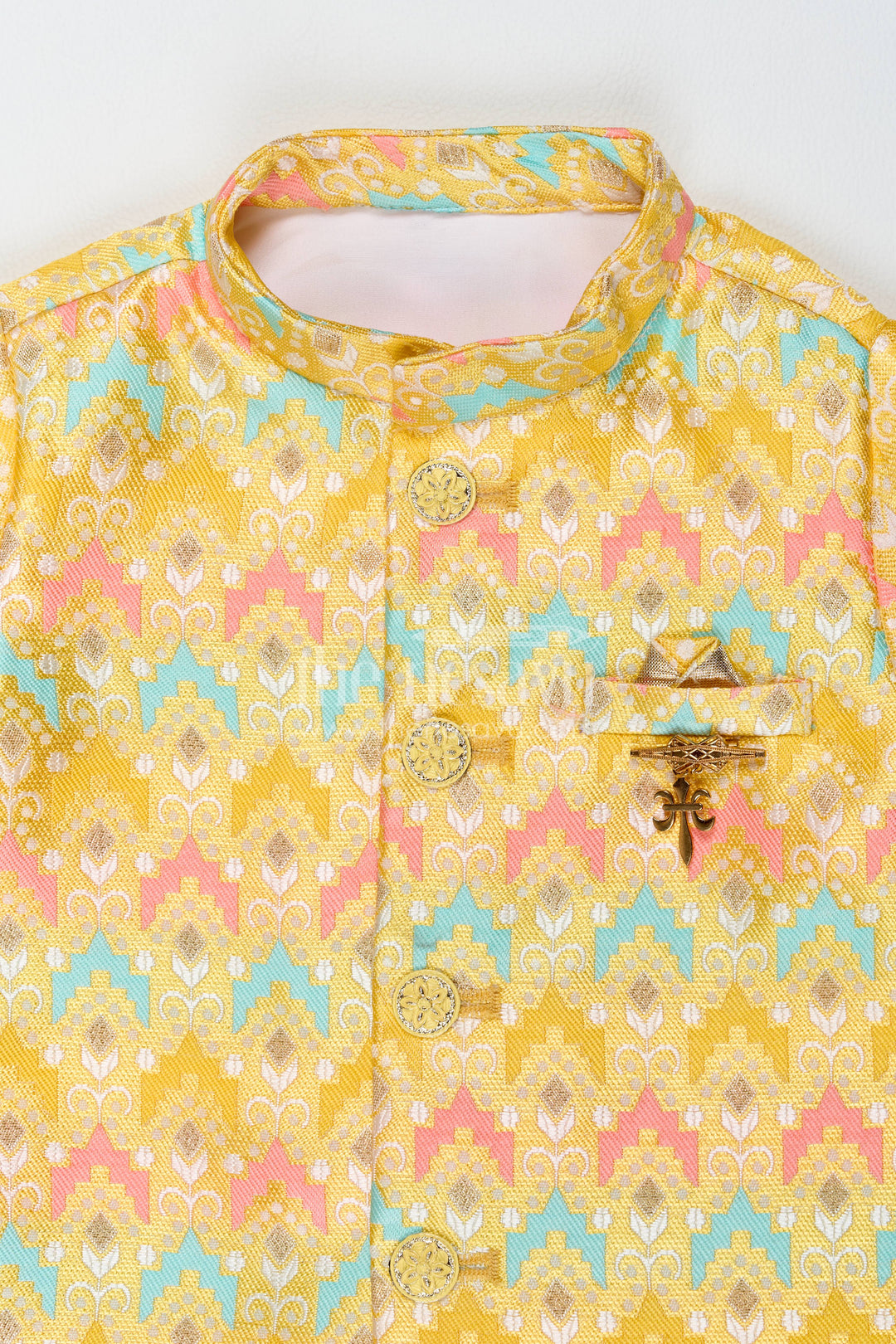 Pattu Pancha Set with Yellow Designer Detailing for Special Occasions