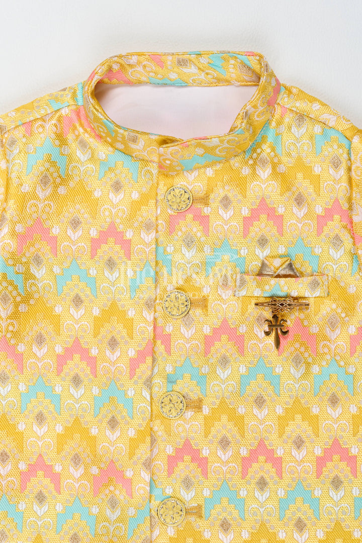 Pattu Pancha Set with Yellow Designer Detailing for Special Occasions