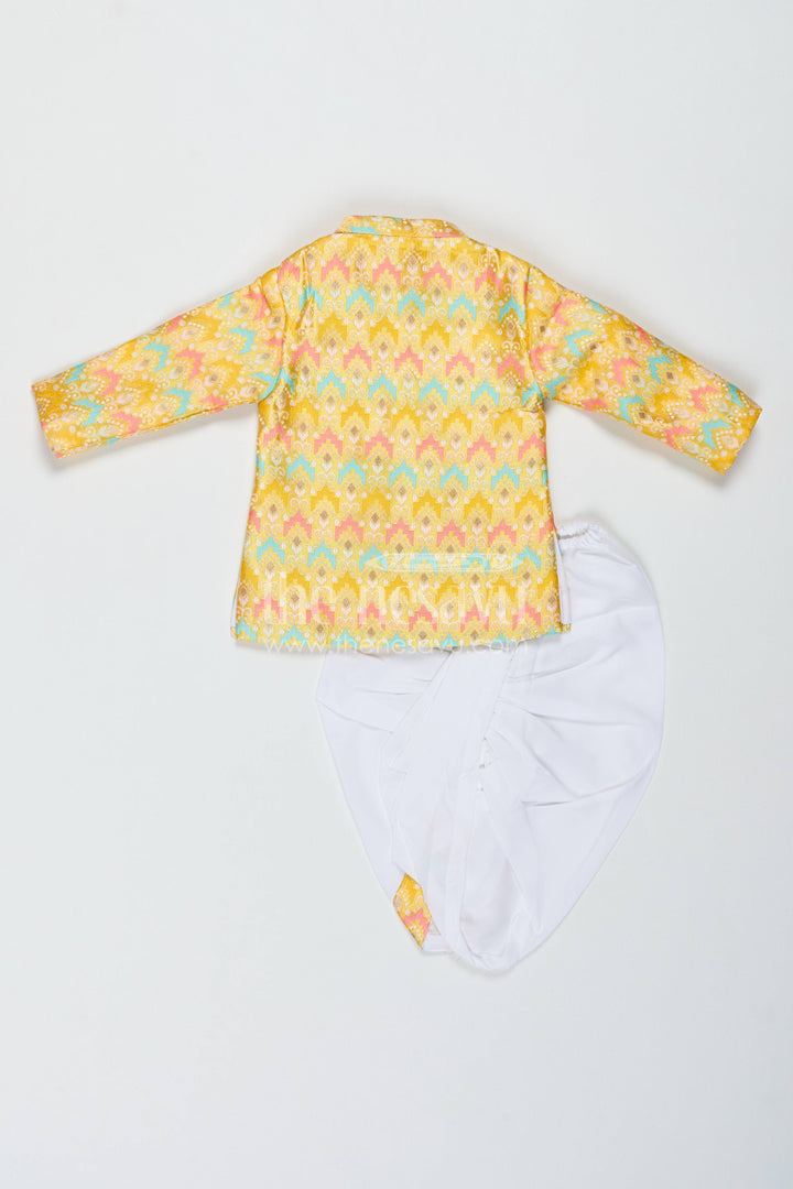 Pattu Pancha Set with Yellow Designer Detailing for Special Occasions