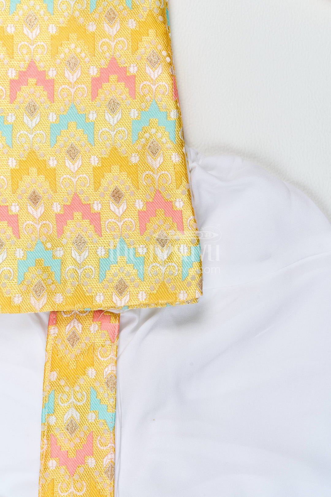 Pattu Pancha Set with Yellow Designer Detailing for Special Occasions