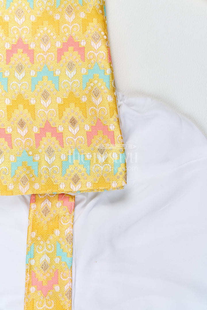 Pattu Pancha Set with Yellow Designer Detailing for Special Occasions