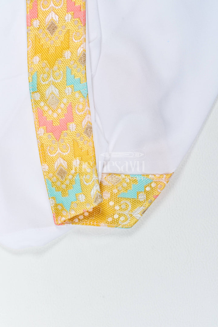 Pattu Pancha Set with Yellow Designer Detailing for Special Occasions