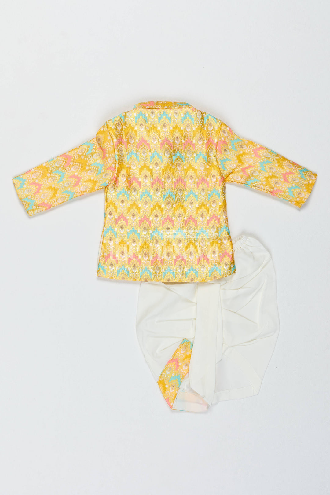 Boys Dhoti Kurta Set for Kids with Designer Detailing in Yellow