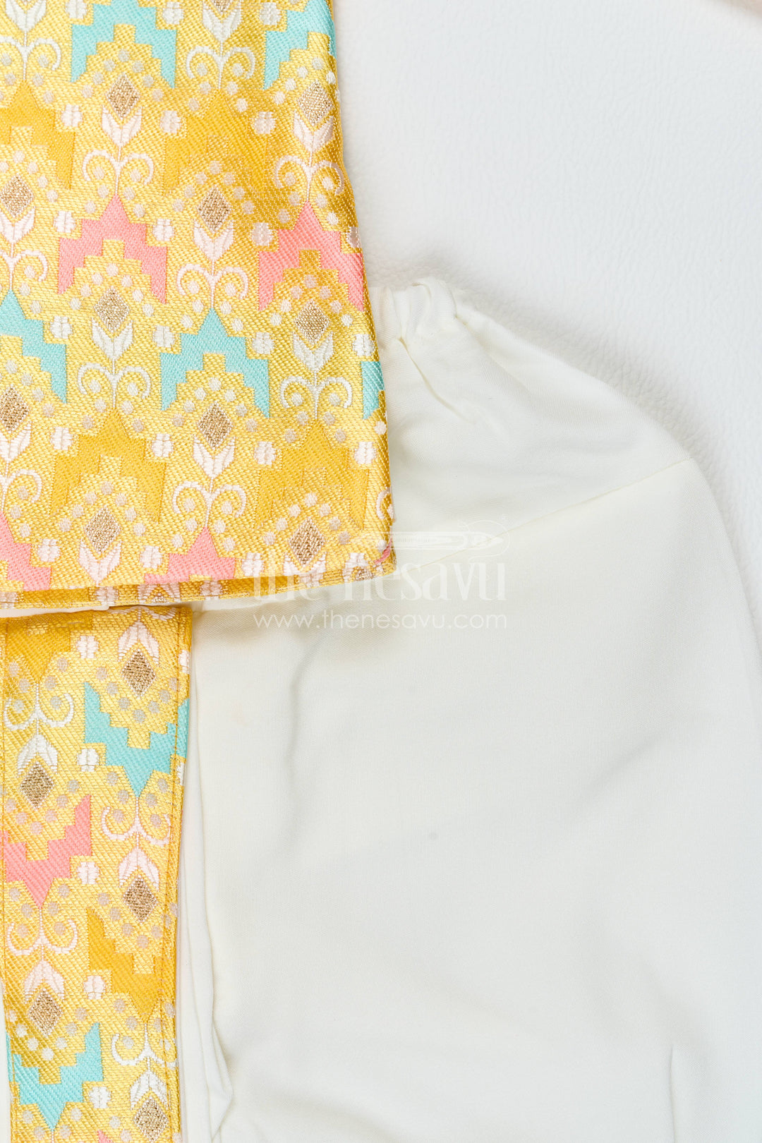 Boys Dhoti Kurta Set for Kids with Designer Detailing in Yellow