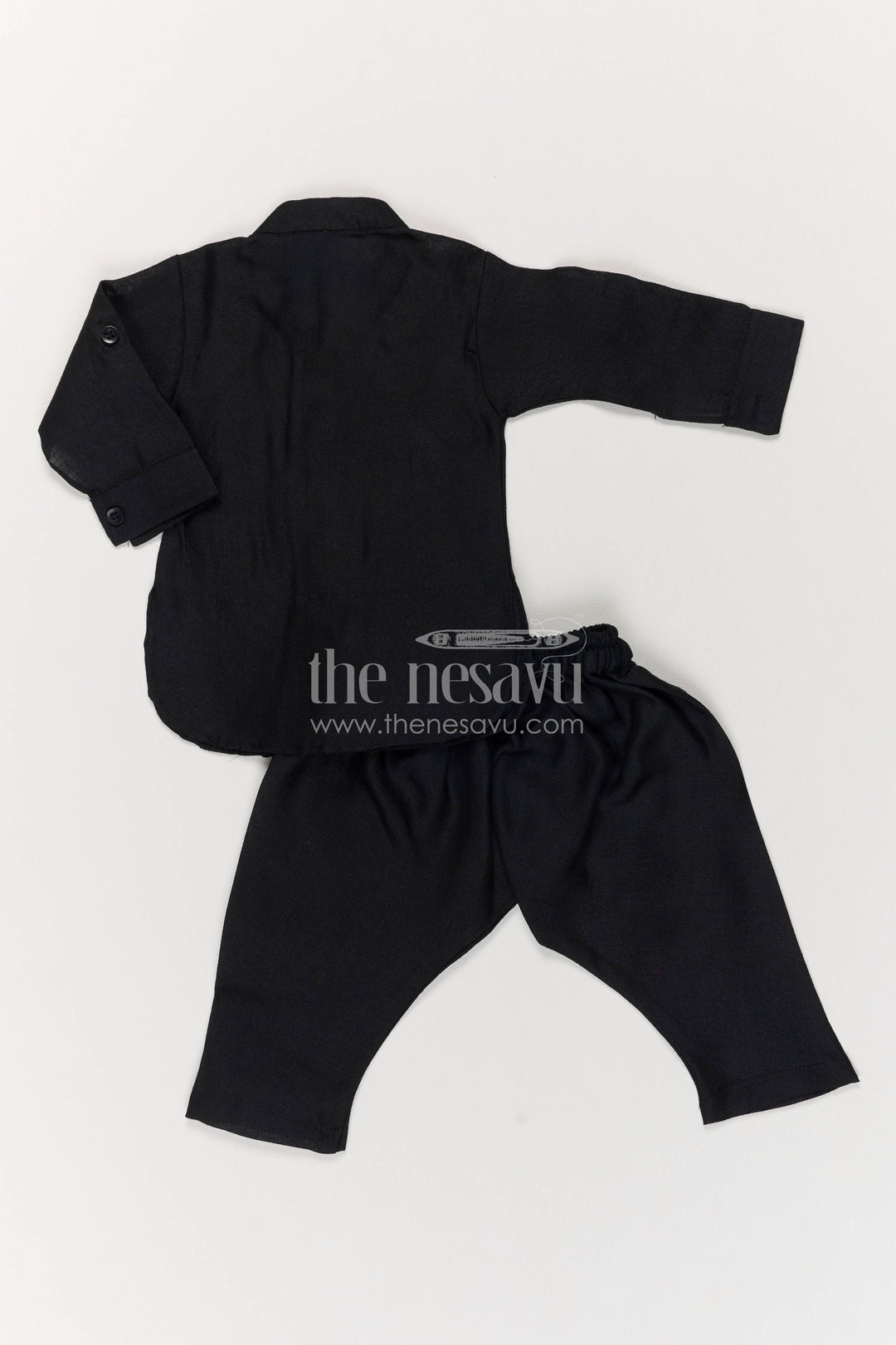 Boys Ethnic Jacket Set with Black Designer Detailing for Special Occasions