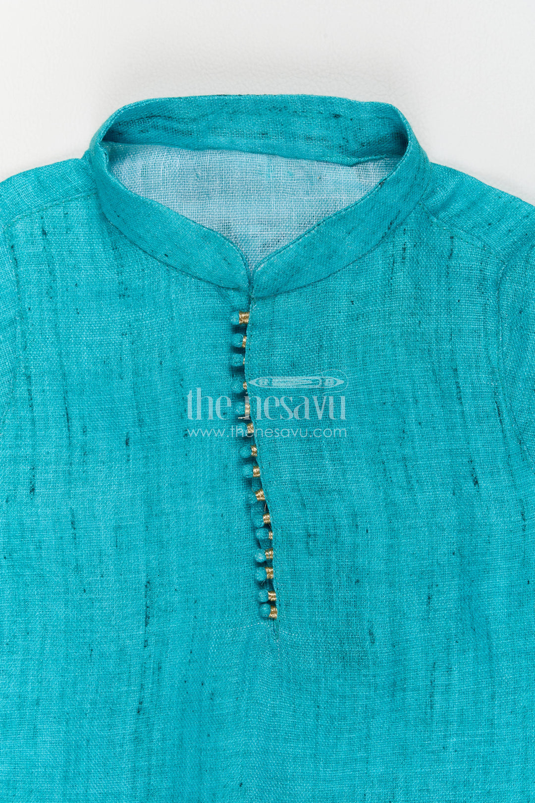 Boys Kurta Pajama Set with Blue Designer Detailing for Celebrations