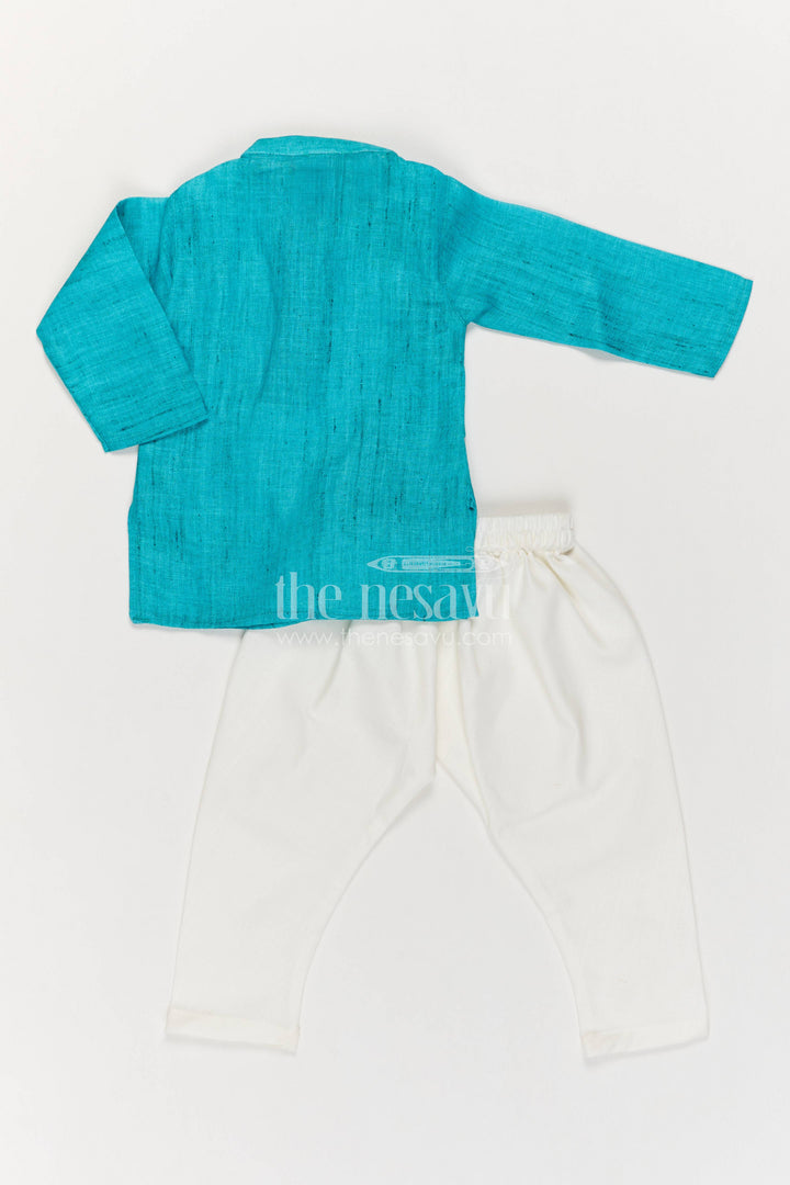 Boys Kurta Pajama Set with Blue Designer Detailing for Celebrations