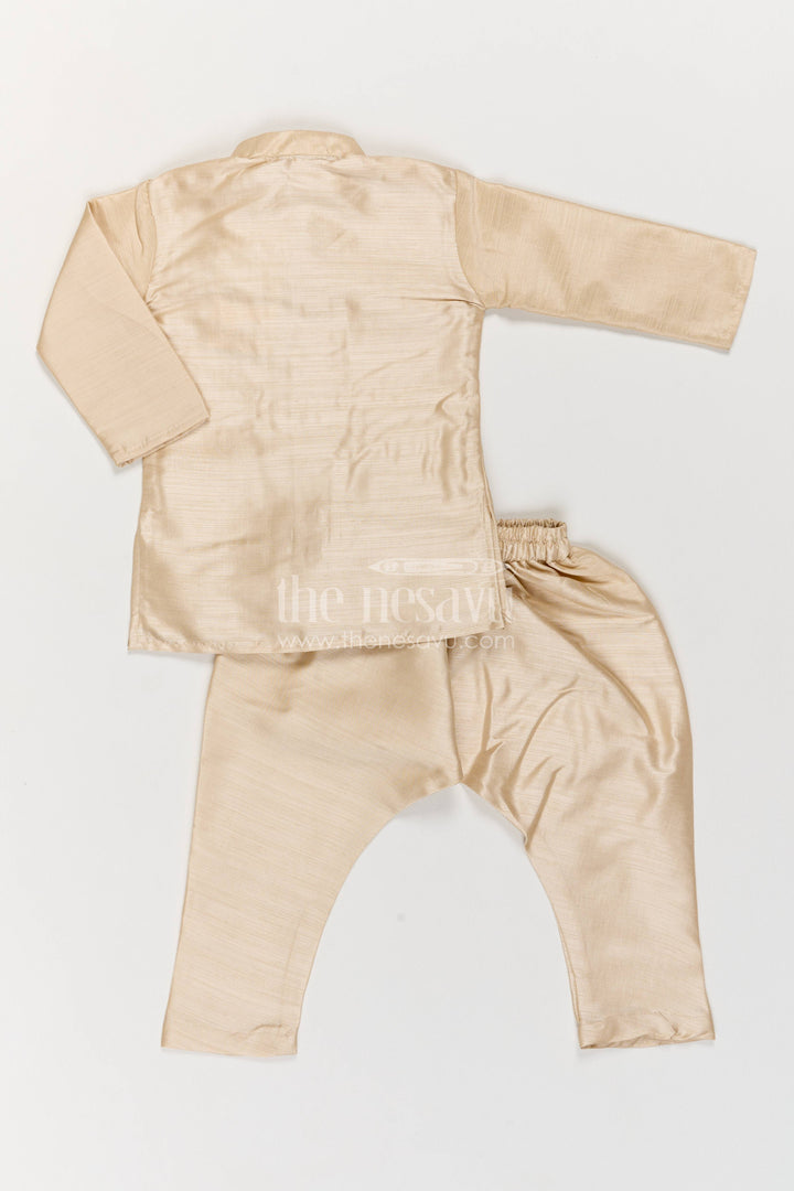 Boys Nehru Jacket Set with Cream Paisley Print for Celebrations