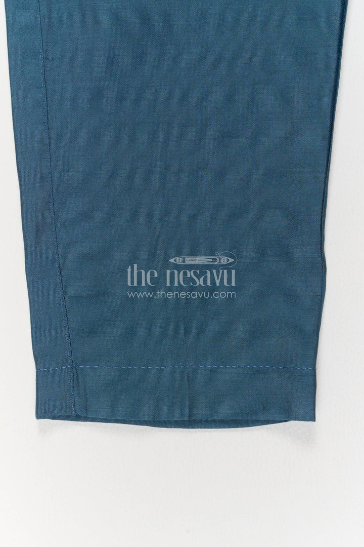 Boys Nehru Jacket Set for Celebrations with Blue Floral Detailing