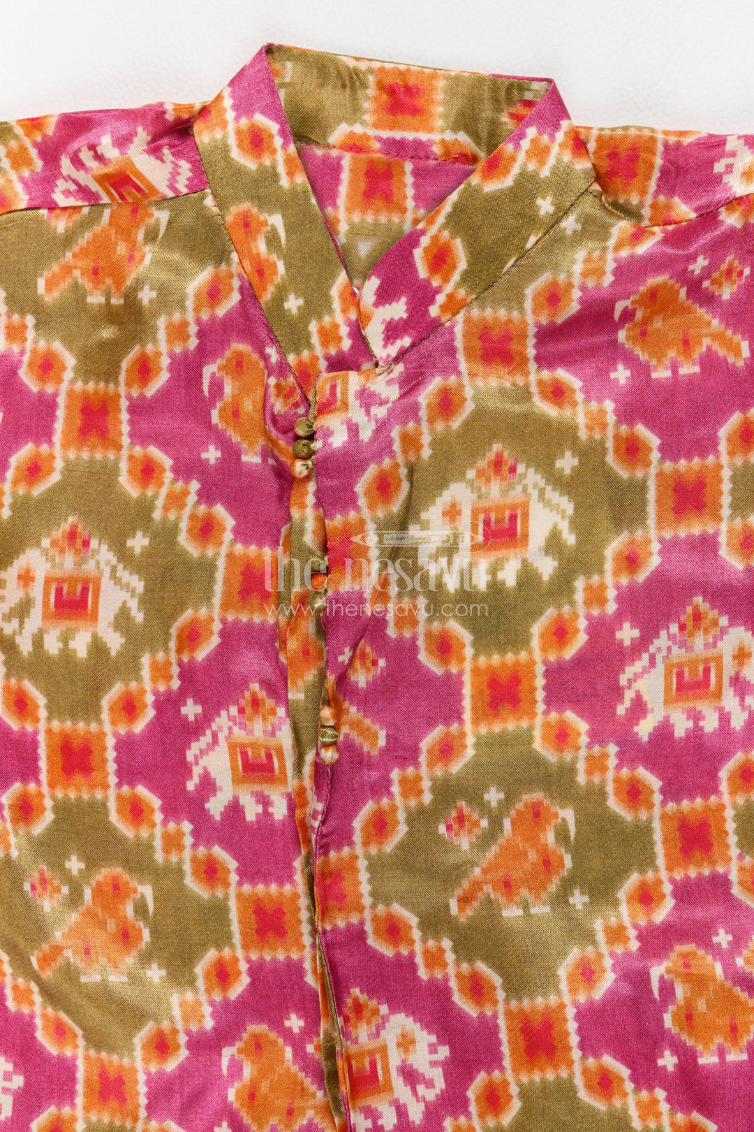Kids Ready Made Dhoti Set for Celebrations with Orange Elephant Detailing