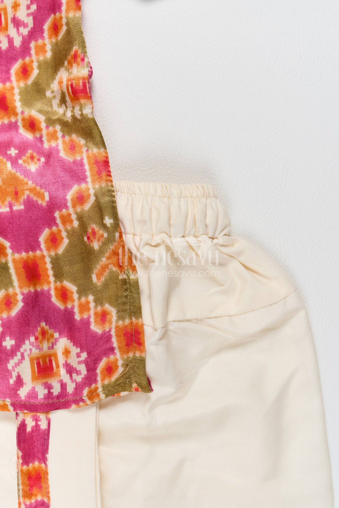 Kids Ready Made Dhoti Set for Celebrations with Orange Elephant Detailing