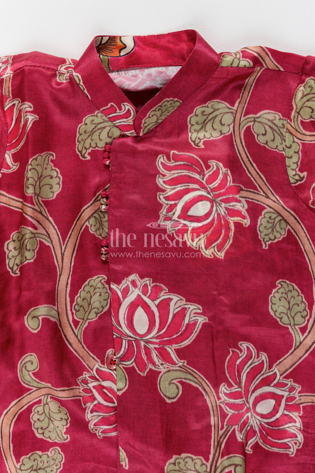 Kids Ready Made Dhoti Set for Celebrations with Pink Lotus Print
