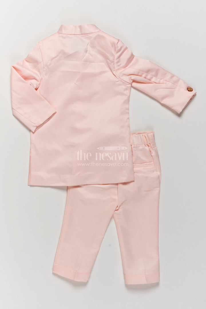 Boys Sherwani Set with Pink Floral Detailing for Celebrations