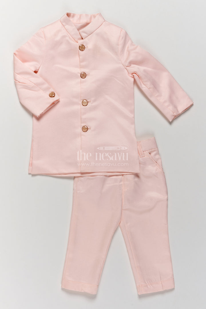 Boys Sherwani Set with Pink Floral Detailing for Celebrations
